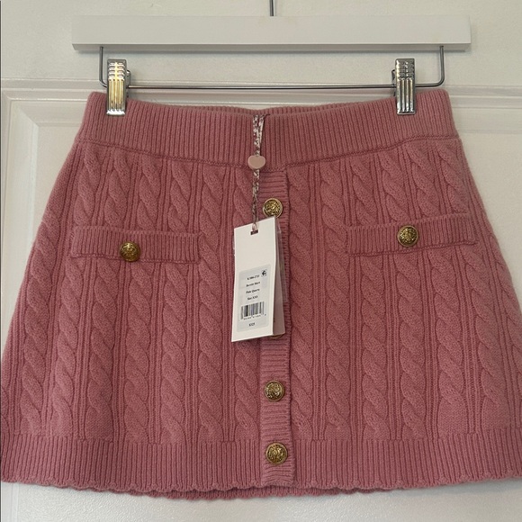 LoveShackFancy Dresses & Skirts - LoveShackFancy Dusty Rose Cable Knit Mini Skirt with Gold Buttons